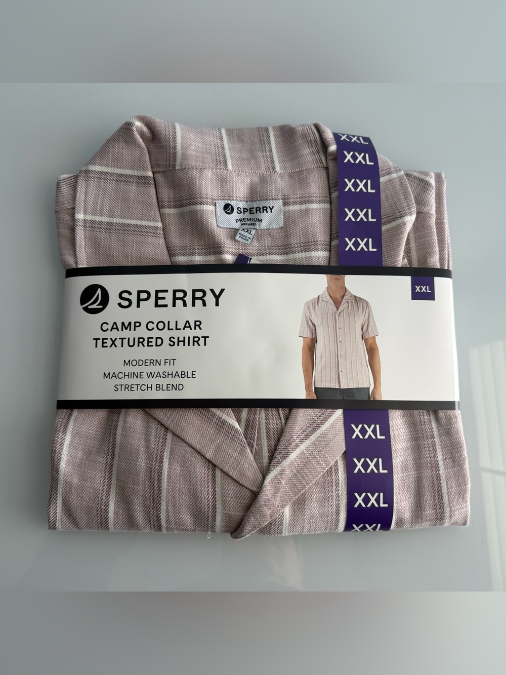 Sperry Men's Pink Camp Collar Textured Cotton Shirt Size XXL